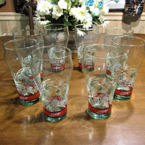 Libbey Glass Co., Coca-Cola *-* WINTER PINE *-* Flat Tumbler, Set of 8