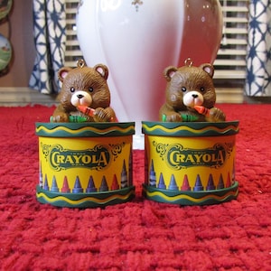 Binney & Smith *-* CRAYOLA TEDDY BEAR *-* Ornament, Set of 2