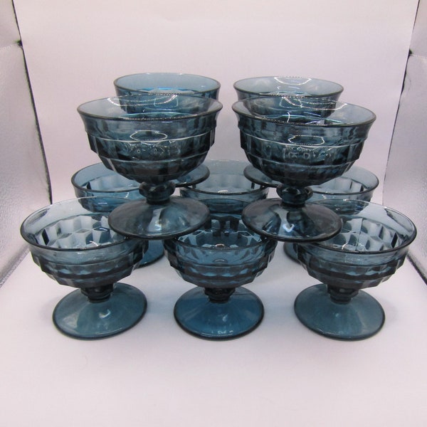 Vintage Colony *-* WHITEHALL, RIVIERA BLUE *-* Champagne/Tall Sherbet Glasses, set of 10