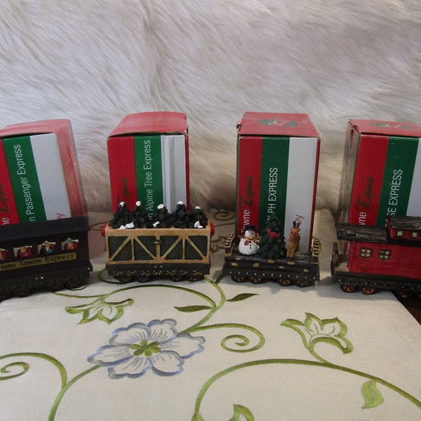 J.C. Penny *-* HOME TOWNE EXPRESS *-* 1998/1999; Passenger, Rudolph, Alpine Tree & Caboose, 4 piece set