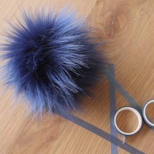 029 INDIGO | Faux Fur Pom Pom, Beanie pom poms, Fur poms, Hat pom pom