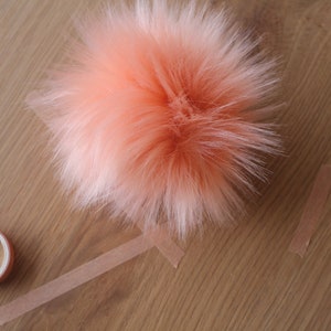 011 JUST PEACHY | Faux Fur Pom Pom, Beanie pom poms, Fur poms, Hat pom pom