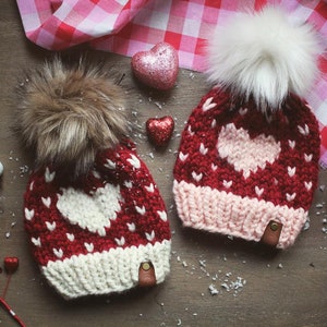 FAIREST HEARTS BEANIE Pattern Adult & 1-3 Child Only, Knit Valentines Day Hat Pattern, Knit Heart Hat Pattern, Knit Hat Pattern image 3