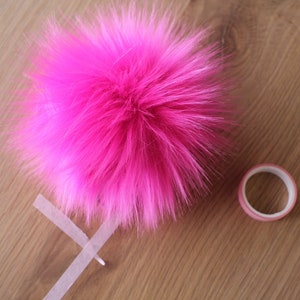006 HOT PINK | Faux Fur Pom Pom, Beanie pom poms, Fur poms, Hat pom pom