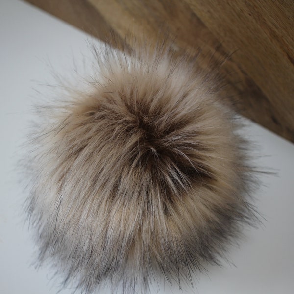 NEW LUX SEPIA | Faux Fur Pom Pom, Beanie pom poms, Fur poms, Hat pom poms