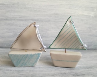 Boat Favor baby-ceramic sailboat-Wedding favors-miniatures-decor home-ceramic favors-handmade