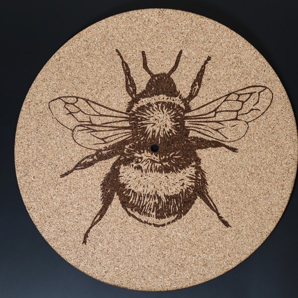 BumbleBee Cork Turntable Slip Mats for Vinyl/Records - Laser Cut and Engraved