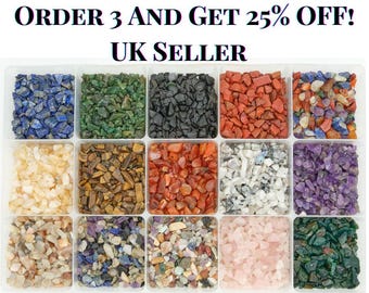 Crystal Chip Stones Small Tiny Various Healing Gemstones Beads Nuggets Craft Jewellery Supplies Home Decor, Bowl Jar Vase Filler - UNDRILLED