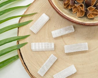 Small Natural Selenite Sticks Wands 4cm. Mini Crystals, Meditation Reiki Rough Raw Stone, White Home Office Decor