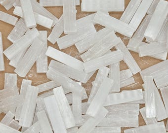 Small Natural Selenite Sticks Wands 5cm. Mini Crystals, Meditation Reiki Rough Raw Stone, White Home Office Decor