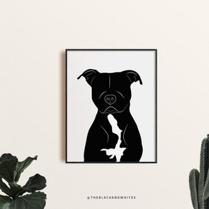 Pitbull Illustration Digital file | Pitbull Art PRINT file | Custom Pitbull Illustration for DIY Projects | 8" x 10" Pitbull Drawing