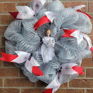 14-Zoll-Silber-Deco-Mesh-Weihnachtskranz