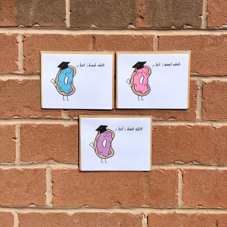 Funny grad card Grad gift for her Donut pun Unique graduation card Handmade Graduation Card Grad gift for him.