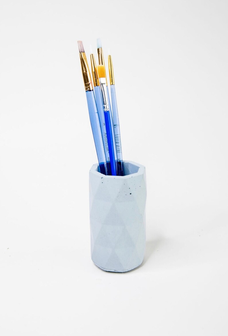 Concrete Desk Essentials Set, Business Card Holder, Pencil Cup, Pen Holder image 3