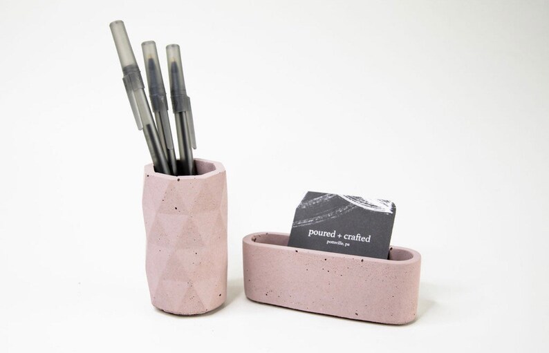 Concrete Business Card Holder Office Supplies Desk Etsy