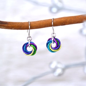 Mini Knot Colorful Aluminum Earrings - Peacock Colors