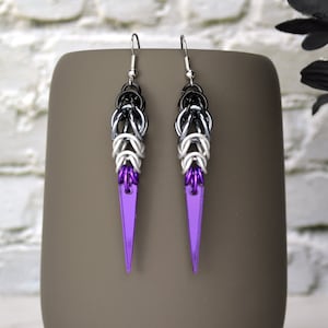 Pendiente de pico de orgullo asexual: redondo o con pico de espejo, pendientes vanguardistas del orgullo asexual