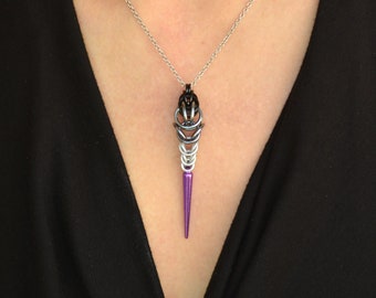 Asexual Pride - Spike Pendant - Lightweight Aluminum With Acrylic Spike