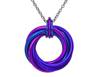 Swirl Pendant - Ultraviolet Colorway - Lightweight Chainmaille in Blue, Purple, Violet