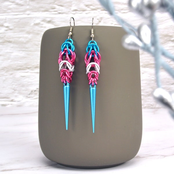 Transgender Pride - Spike Earring - Lightweight Aluminum With Acrylic Spike