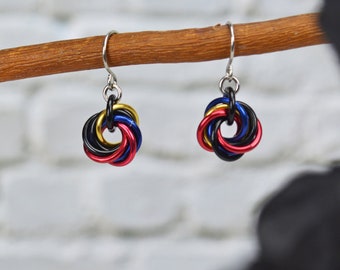 Polyamorous Pride Mini Knot Earrings, Subtle Tiny Knotted Hoop Earrings for Poly Pride