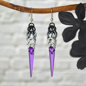 Asexual Pride Spike Earring - Round Spike or Mirror Spike, Edgy Ace Pride Earrings