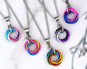 Pride Pendant - Small Swirl - Choose Your Flag - Ace, Bi, Pan, Poly, Trans, & LGBTQ Rainbow - Lightweight Aluminum