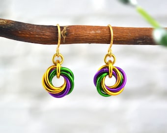 Mardi Gras Mini Knot Colorful Aluminum Earrings