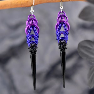 Pendientes de punta - Gótico morado (violeta, morado, negro) - Malla ligera
