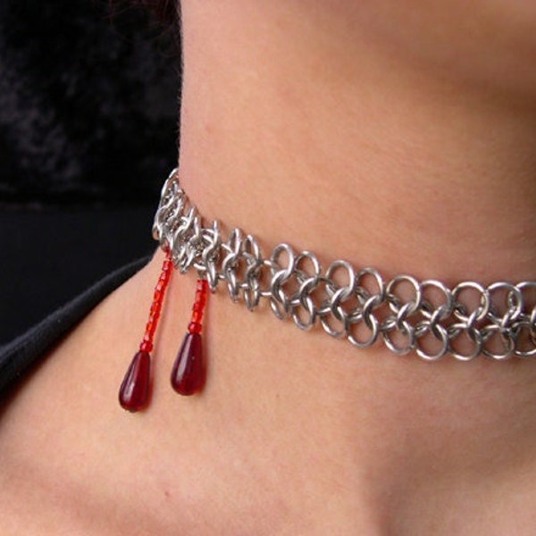 Vampire Bite Choker - Aluminum or Stainless Steel - Adjustable