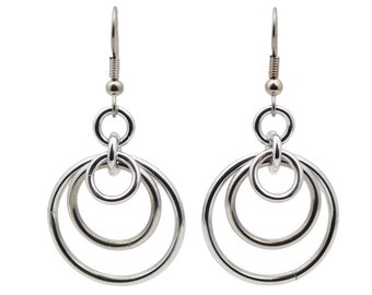 Scallop Hoop Earrings - Silver Color