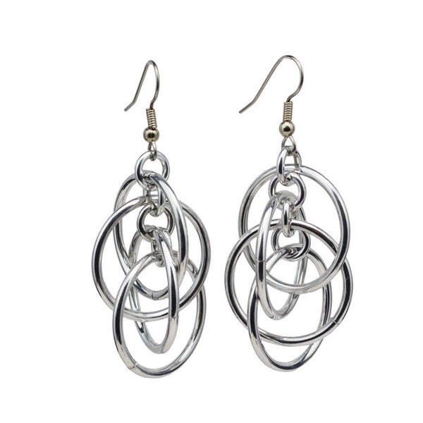 Intertwined Hoops Chainmaille Earrings - Lightweight Aluminum
