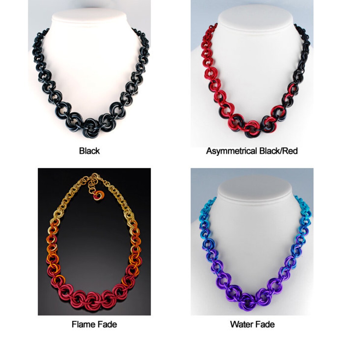 Knotted Metal Graduated Necklace FLAME Ombre - Etsy