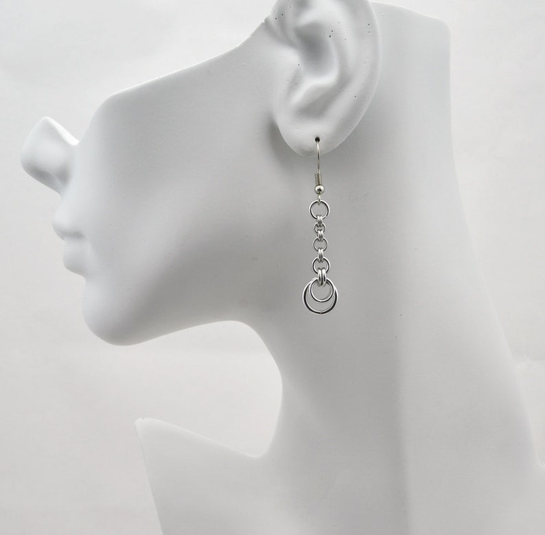 Lightweight Aluminum Chainmaille Crescent Earrings