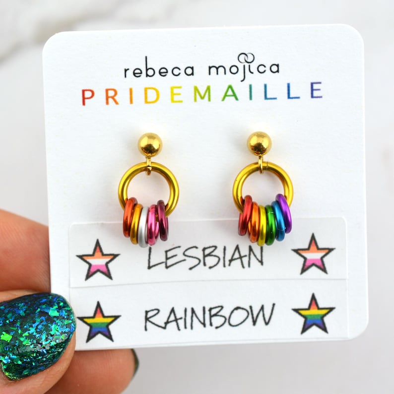 Customizable Mismatch Pride Stud Earrings - Ace, Bi, Pan, Poly, Trans, Demi, LGBTQ Rainbow & 50+ Microlabel Flags - Tiny Steel Post Earrings image 15