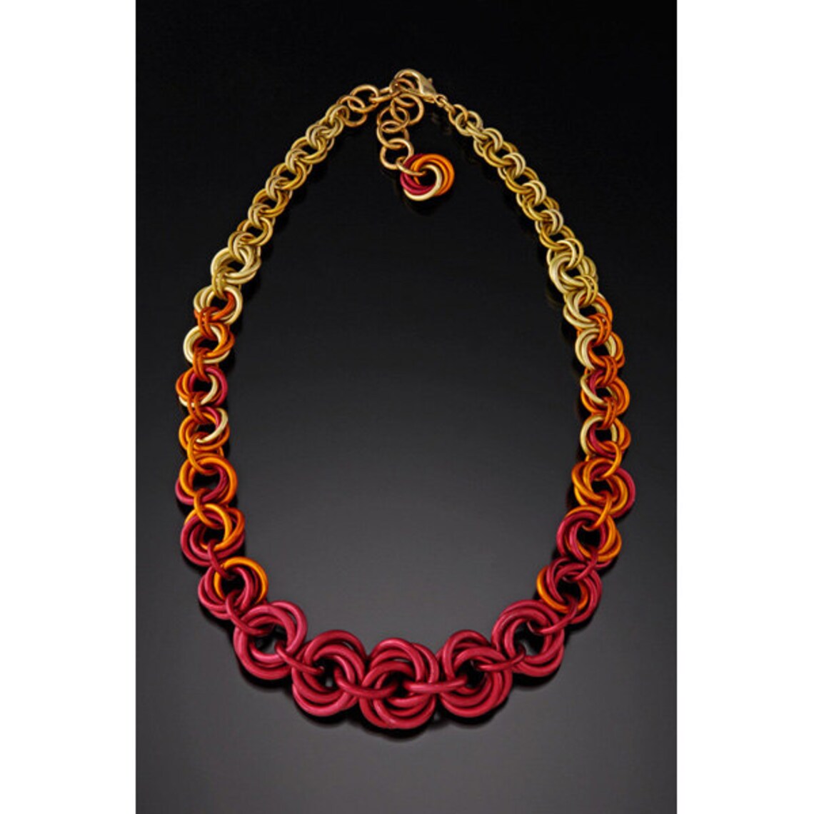 Knotted Metal Graduated Necklace FLAME Ombre - Etsy