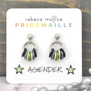 Agender Pride Flag - Tiny Chainmaille Earring