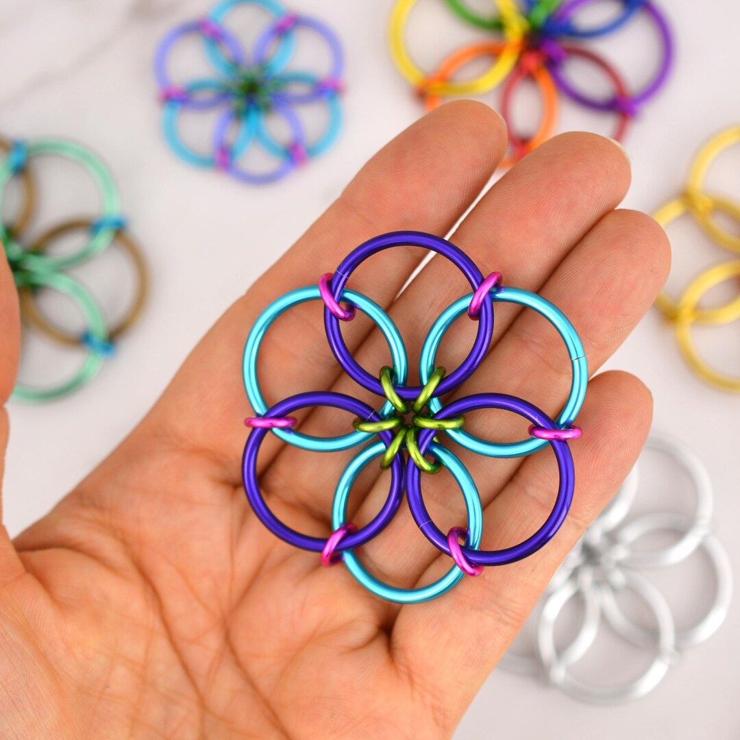 Customizable Chainmaille Fidget Flower - Artisan Made Kinetic Sensory ...
