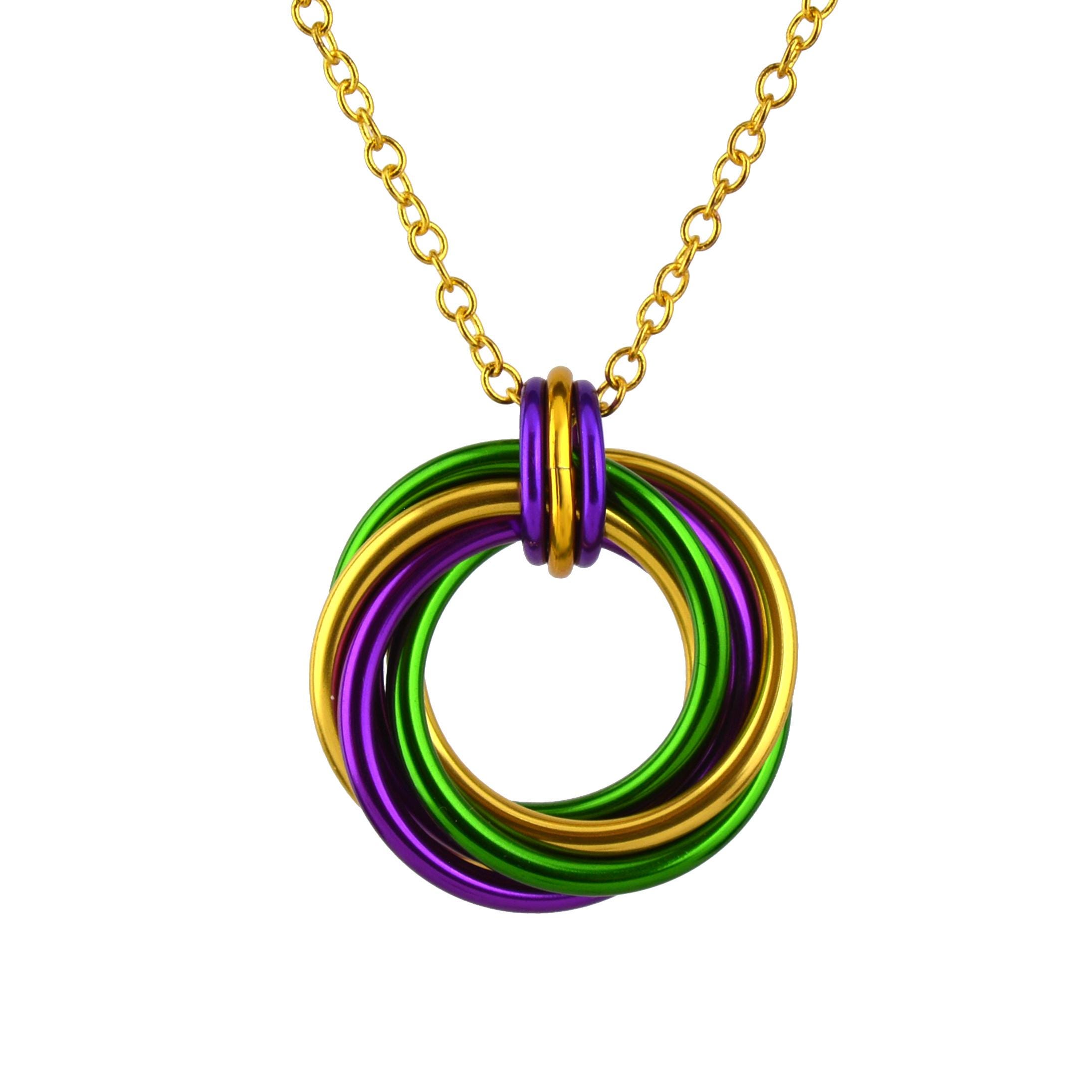 Mardi Gras Swirl Chainmaille Pendant - Colorful Aluminum Vortex ...
