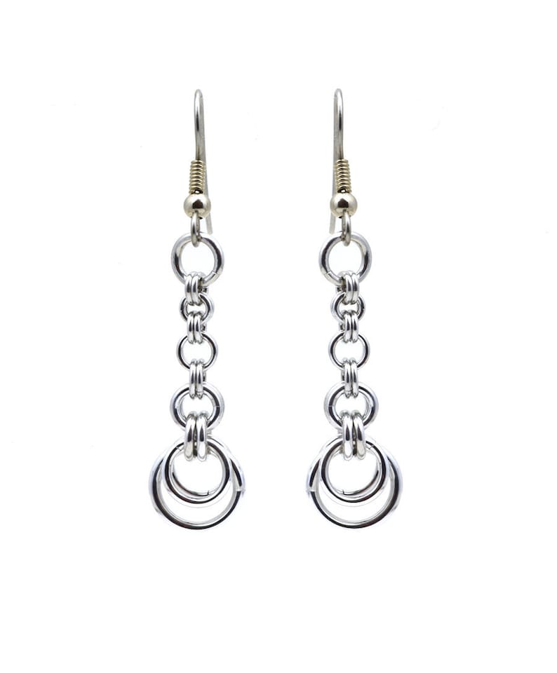 Lightweight Aluminum Chainmaille Crescent Earrings