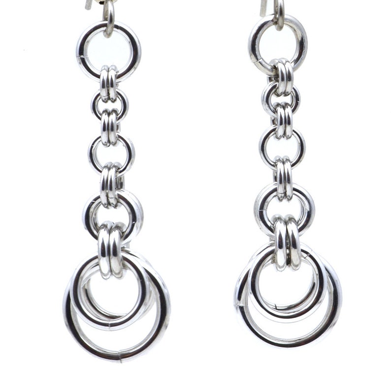 Lightweight Aluminum Chainmaille Crescent Earrings