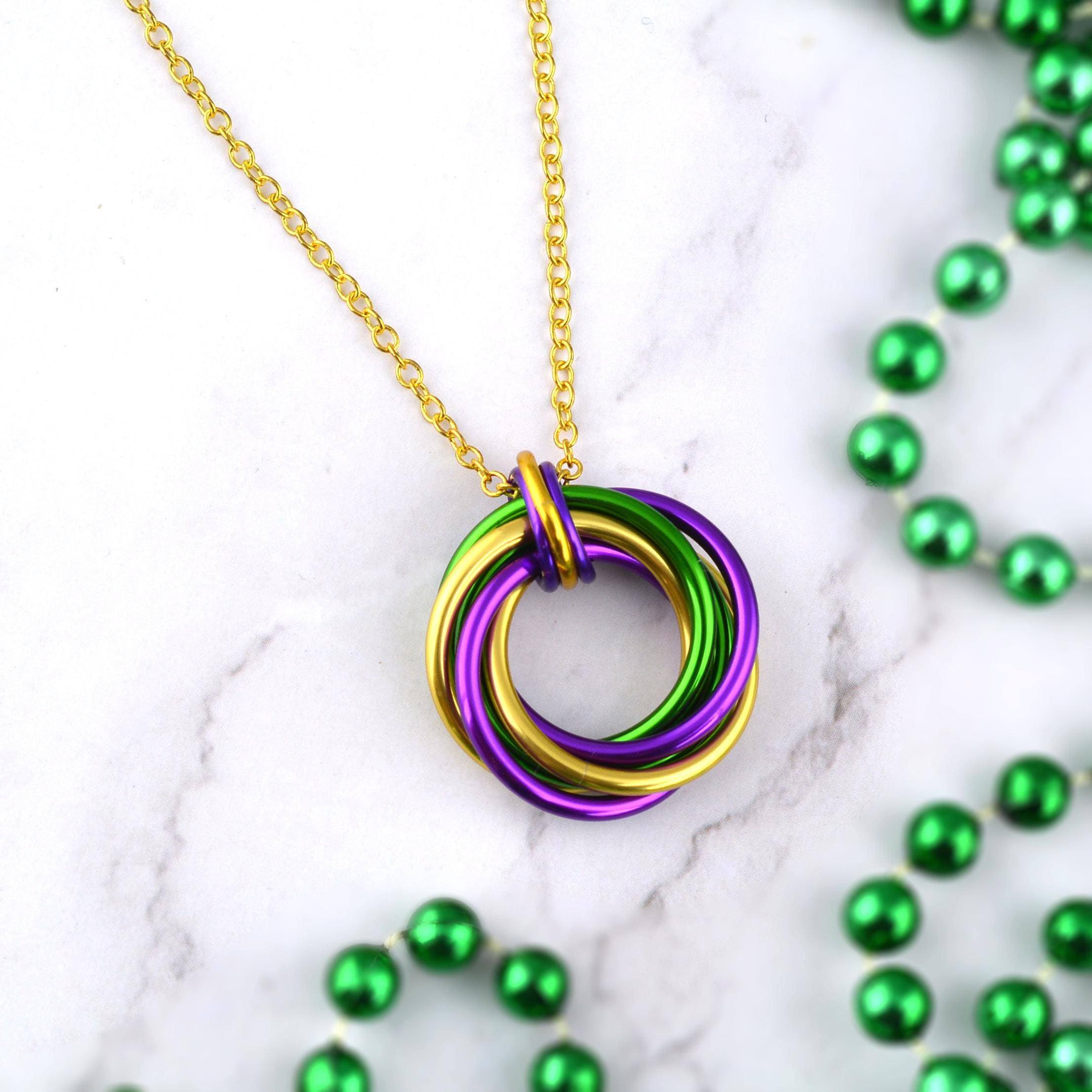 Mardi Gras Swirl Chainmaille Pendant - Colorful Aluminum Vortex ...