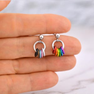 Customizable Mismatch Pride Stud Earrings - Ace, Bi, Pan, Poly, Trans, Demi, LGBTQ Rainbow & 50+ Microlabel Flags - Tiny Steel Post Earrings image 3