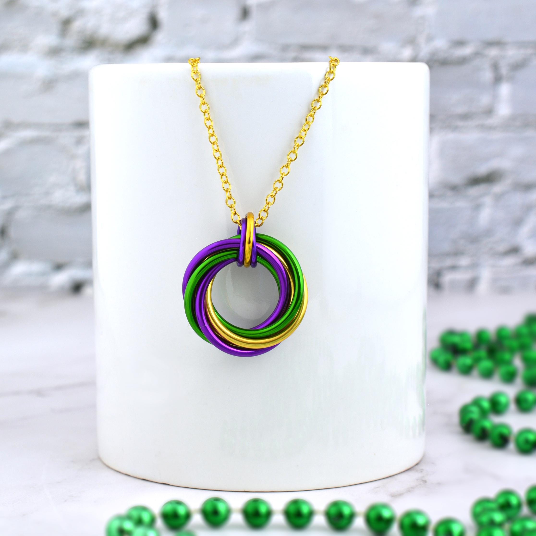 Mardi Gras Swirl Chainmaille Pendant - Colorful Aluminum Vortex ...