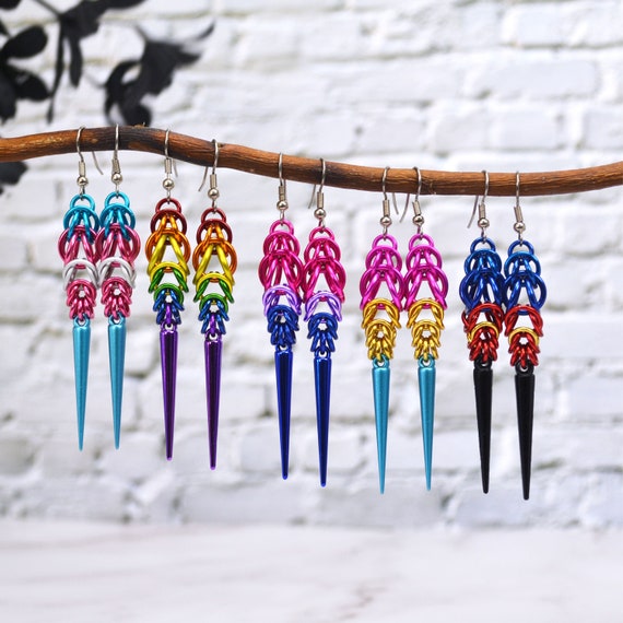 Pride Earrings - Choose Your Flag - Bi, Pan, Trans, Poly, LGBTQ Rainbow & More - Lightweight Aluminum With Acrylic...