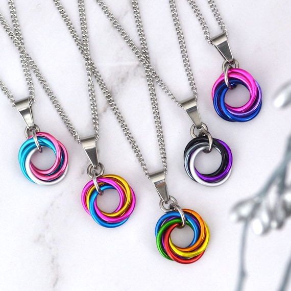 Pride Pendant - Small Swirl - Choose Your Flag - Ace, Bi, Pan, Poly, Trans, & LGBTQ Rainbow - Lightweight...