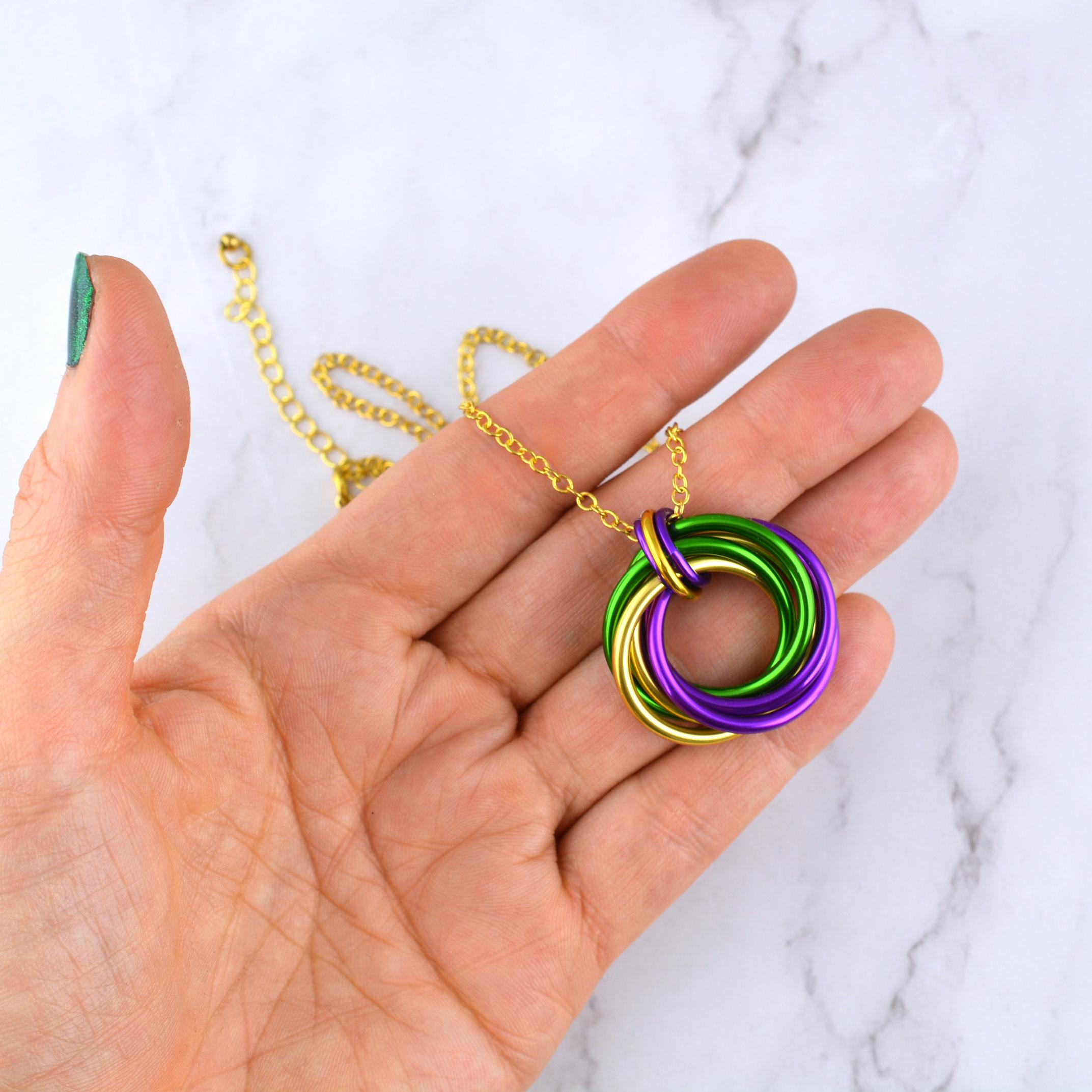 Mardi Gras Swirl Chainmaille Pendant - Colorful Aluminum Vortex ...