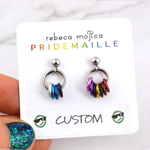 Customizable Mismatch Pride Stud Earrings - Ace, Bi, Pan, Poly, Trans, Demi, LGBTQ Rainbow & 50+ Microlabel Flags - Tiny Steel Post Earrings image 16