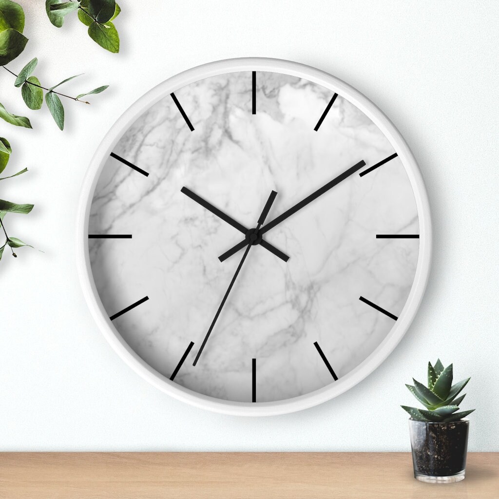Marble Wall Clock Black Marble Clock Marble Office Decor Clock Modern