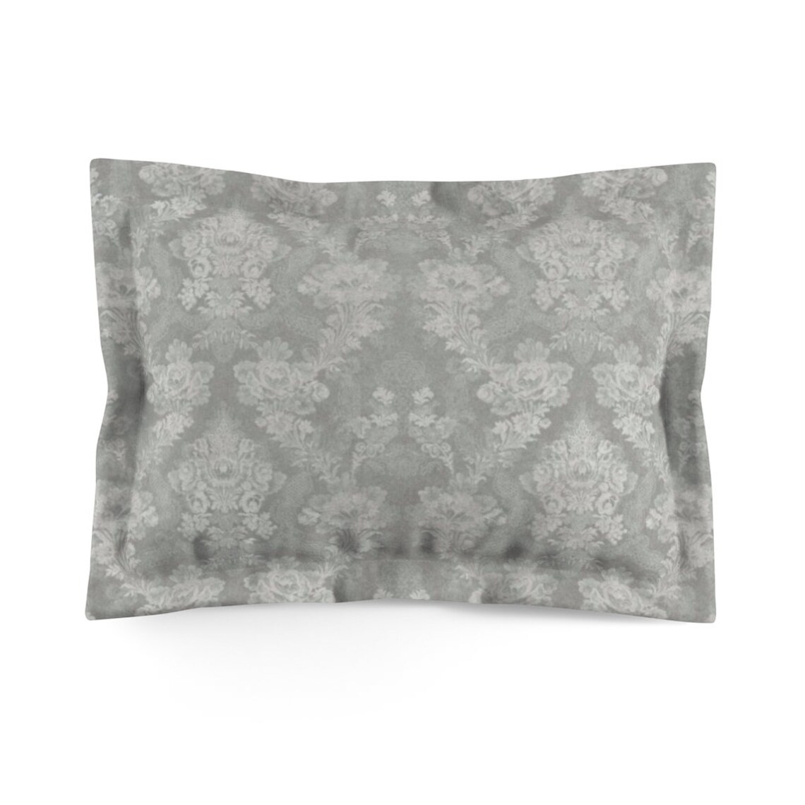 Gray Floral Cottage Pillow Sham Grey Bedding Bedroom Style Etsy